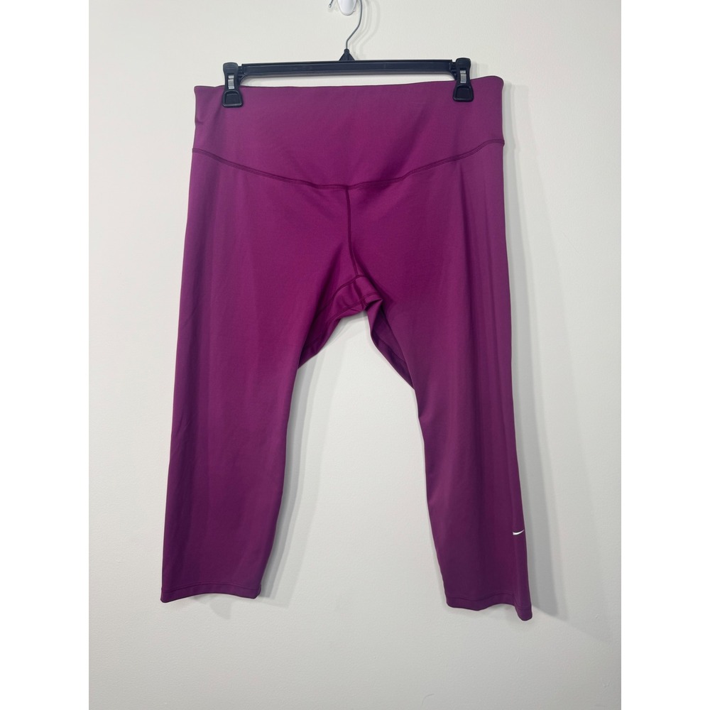 Nike Dri-FIT Womens 1X Purple Magenta Capri Leggings High Rise